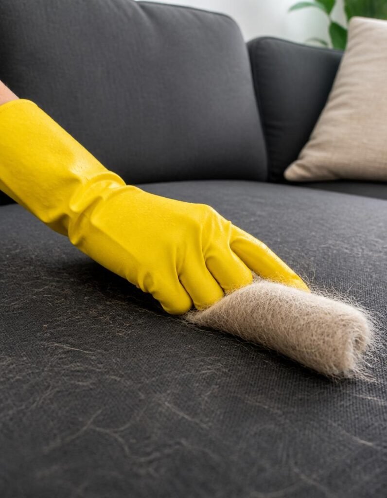 Use a Damp Rubber Glove for Quick Fur Removal