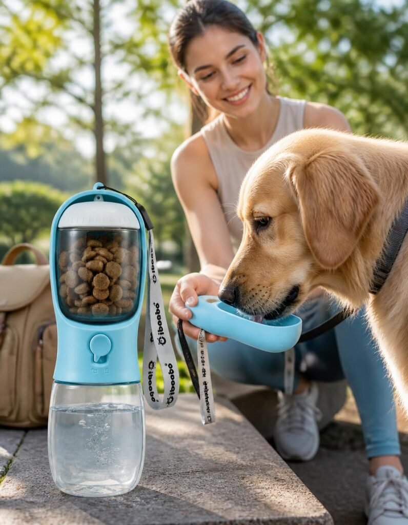 Cibaabo Dog Water Bottle with Filter and Treat Container