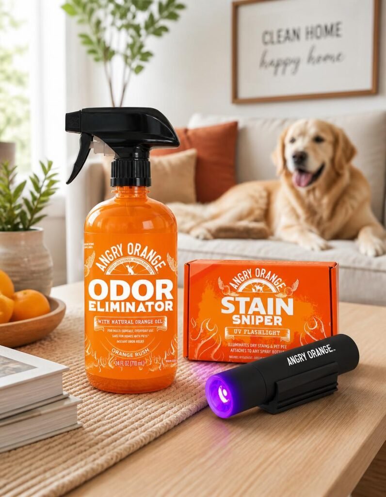 Angry Orange Cleaner + UV Flashlight Kit dog urine enzyme cleaner