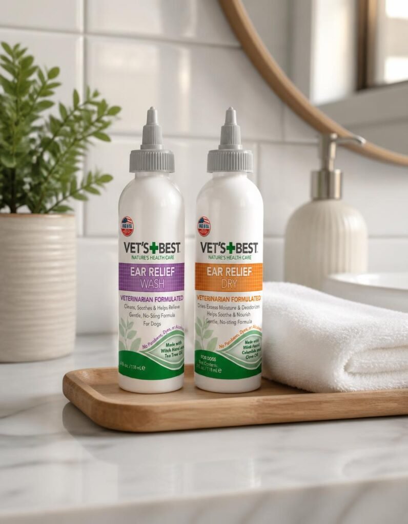 Vet's Best Ear Relief Wash & Dry Kit dog ear cleaner