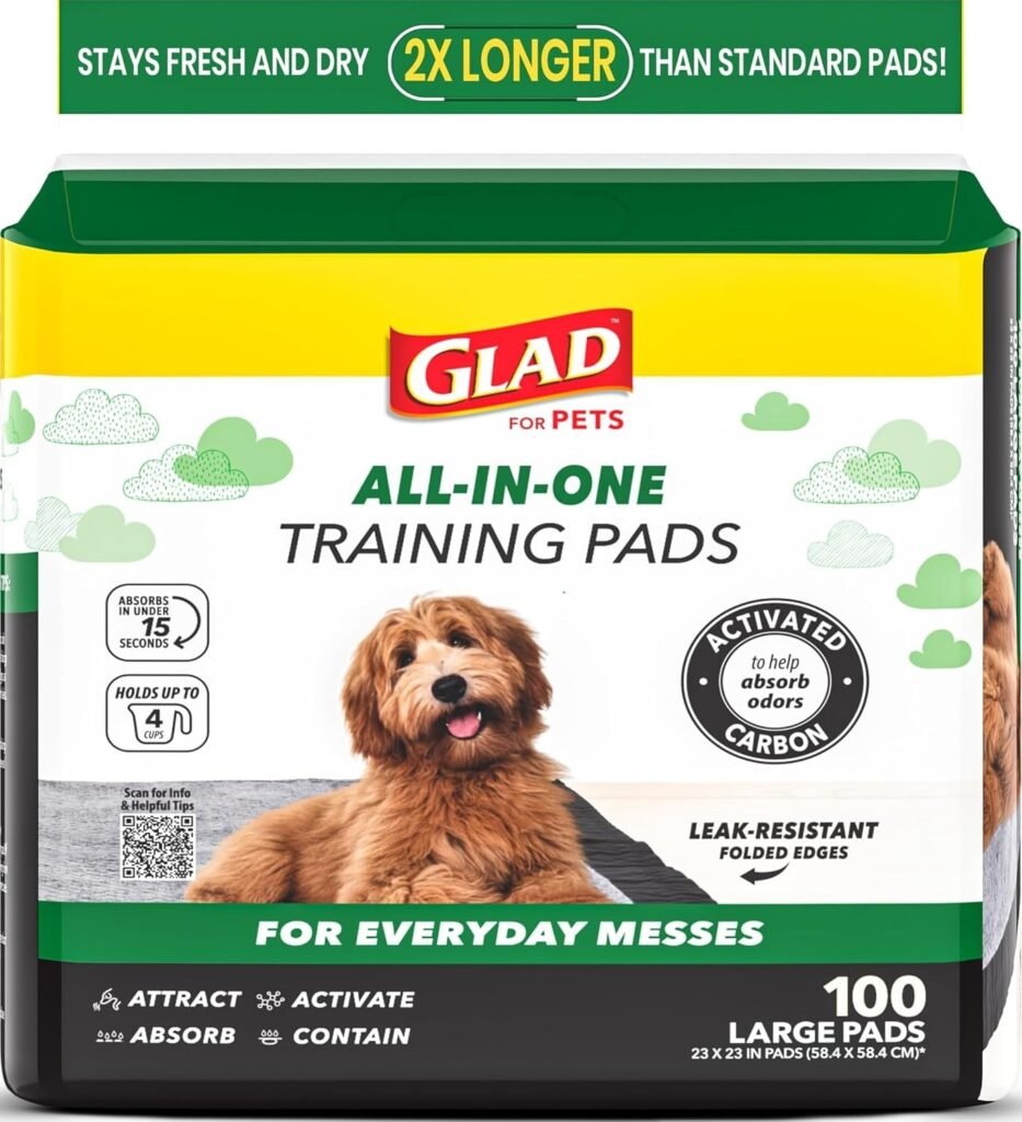 Glad for Pets activated carbon charcoal training pads, 100 large pads box